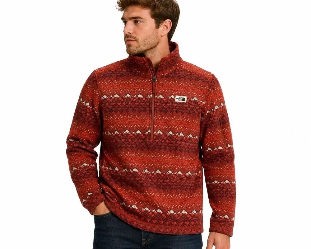 The North Face Mens Fair Isle Fleece 1/4 Zip Pullover Activewear Top Size Large